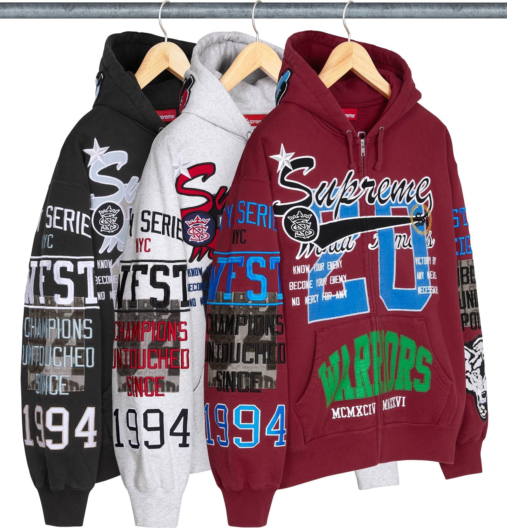 Warriors Appliqué Zip Up Hooded Sweatshirt view 11